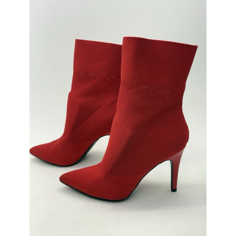 Betsey Johnson Red Sock Booties Womens 6.5M UK 4.5 Pointed Toe Stiletto Heel